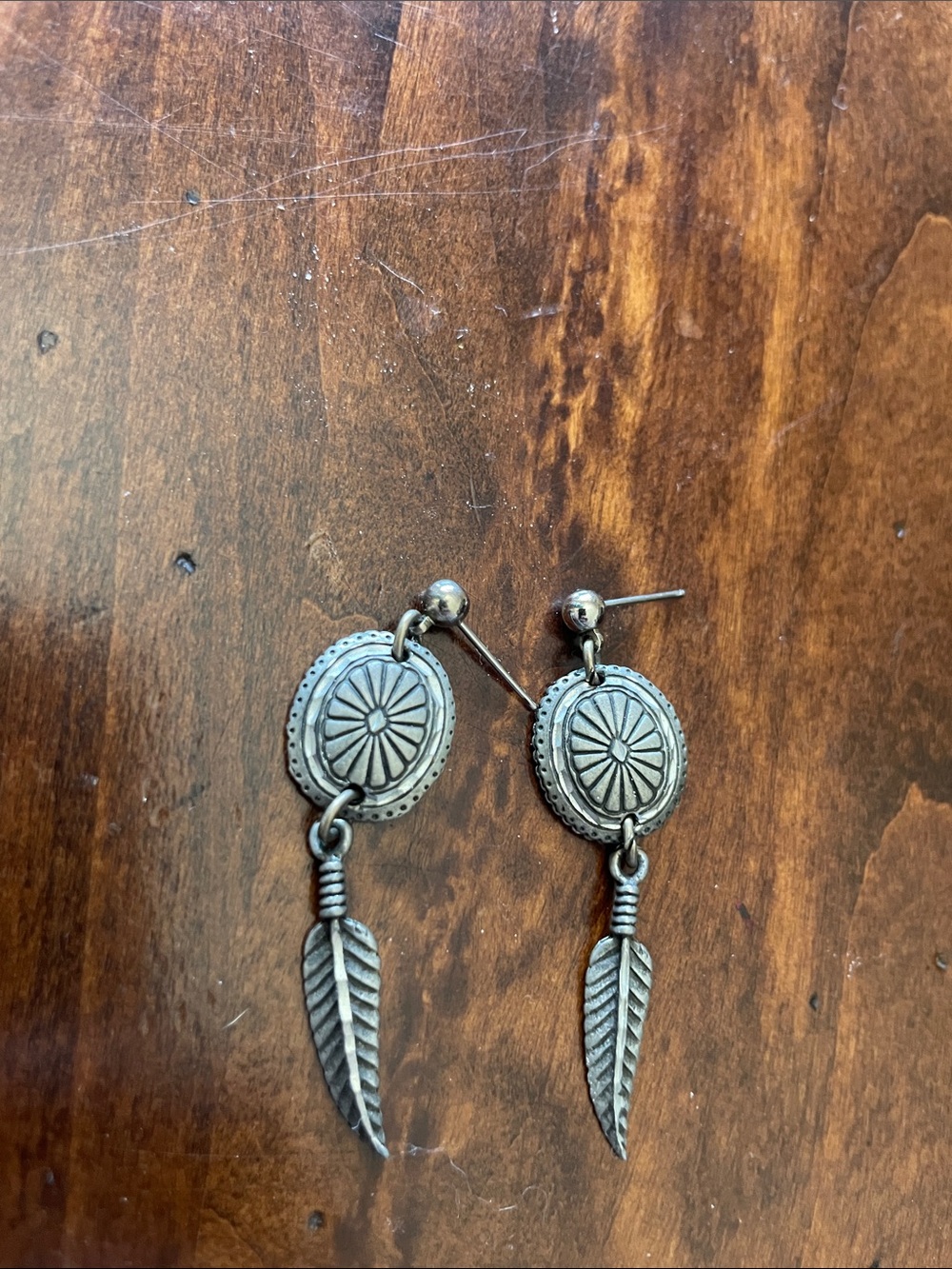 Boho Silver-Tone Feather Drop Earrings